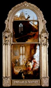 Campaneros y Caballeros Celebrando la Entrada de Carlos II en Londres en la Restauración, c.1842 de William Bell Scott